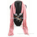 Fashion jewelry animal pendant necklace charm scarf Tassel shawl Wrap scarves scarf accessories jewelry stole bufunda